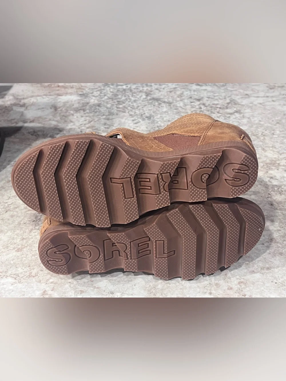 SOREL Joanie II Wedge Lace Sandals Cognac Tan Sz 7
